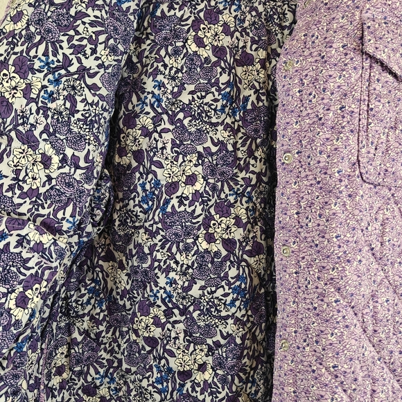 J. Crew Quilted Cotton shirt-jacket in mixed floral Lavender 2XL women's - Picture 8 of 16
